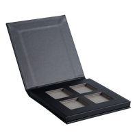 Palette de fards à paupières et de blush en papier noir personnalisée à 6 compartiments, gaufrage à chaud or, pelliculage mat, recyclable, marque privée, cosmétique
