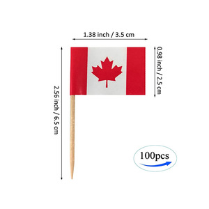 Palillos de Dientes Decorativos de Papel y Bambú con Bandera de Canadá de 2.5*3.5cm, Impresión Personalizada para Alimentos - Product Image 3