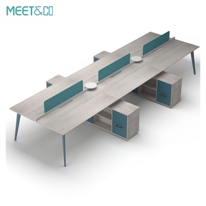 Système de bureaux modulaires modernes en bois, postes de travail serpentin pour centres d'appels, mobilier de style panneau - Product Image 4