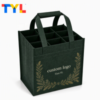 Sac fourre-tout personnalisé en non-tissé pour 9 bouteilles de vin, sacs de courses réutilisables avec séparateurs et poignées courtes pour emballage cadeau de cave à vin