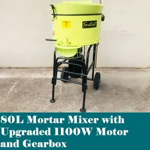 80L Portable Screed Mixer Electric Pan Cement Mortar Mixer 1100W Forced Action Mixer Tiling Construction Mixing Machine
