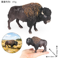 yxs Jouets d'animaux de simulation solides pour enfants, modèle sauvage de bison américain de la Prairie, pour la décoration intérieure et l'éveil cognitif