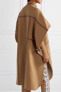 Haute qualité longue kaki élégant garnis de Cuir en mélange de laine cape pour dames - Product Image 3
