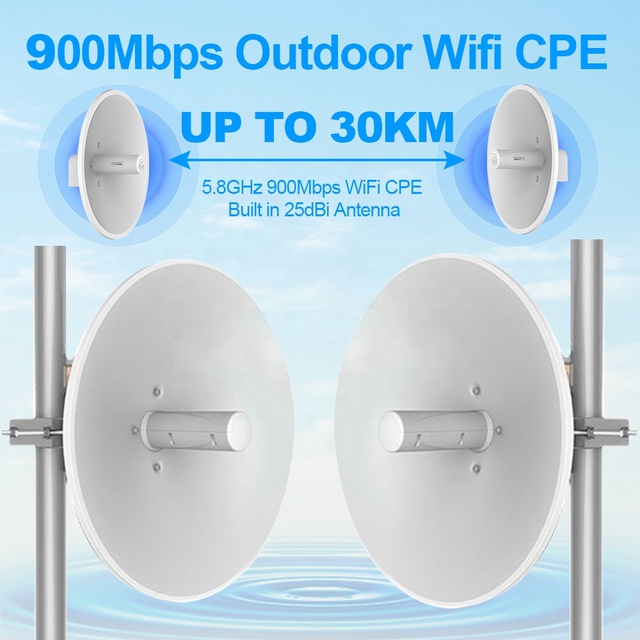 Mosslink 30km Long Range Outdoor Wireless Bridge Gigabit Port 5.8Ghz 900mbps Industrial Grade Point to Multipoint Wifi Bridge