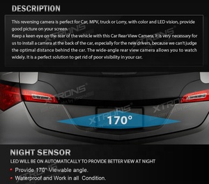 Xcar araba ters kamera 170 geniş açı/su geçirmez/gündüz/gece LED görüş dikiz kamera tam renkli park kamerası DVR - Product Image 2