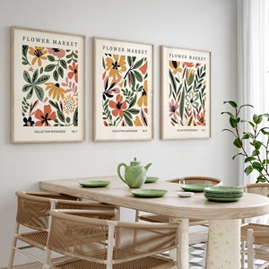 JIEKAI Set <span class=keywords><strong>di</strong></span> 3 <span class=keywords><strong>Matisse</strong></span> stampa del mercato dei fiori Boho arte floreale, soggiorno camera da letto stampa murale, <span class=keywords><strong>stampe</strong></span> d'arte moderna - Product Image 4