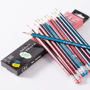 2b Hb crayon jaune noir pas cher ensemble triangulaire corps bois école bureau rayé ensemble de crayons avec gomme et taille-crayon - Product Image 1