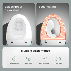 WC intelligent monobloc moderne avec bidet intégré, chasse d'eau automatique par capteur, cuvette chauffante et commande à distance - Product Image 4