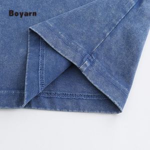 Boyarn Arrivée Lavé Unisexe Surdimensionné 100% Coton T-shirt Drop Shoulder Plain 270 Gsm DTG 3d Logo T-shirts Brodés - Product Image 4