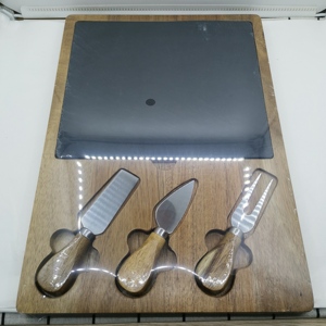 <span class=keywords><strong>Juego</strong></span> <span class=keywords><strong>de</strong></span> tablero <span class=keywords><strong>de</strong></span> queso <span class=keywords><strong>de</strong></span> Acacia Rectangular, con pizarra, diseño hecho a mano y <span class=keywords><strong>cubiertos</strong></span> <span class=keywords><strong>de</strong></span> acero inoxidable - Product Image 2