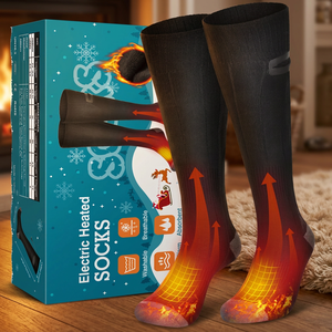 Factory Custom Electric Heated <b>Socks</b> 3 Temp Levels Rechargeable Long Tube <b>Thermal</b> Foot Warmer Washable Nylon Blend - Product Image 3