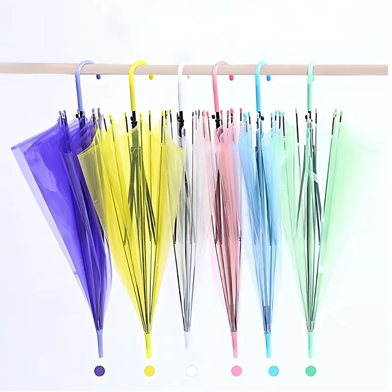Разноцветный прозрачный зонт для девочек, с логотипом производителя