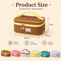 Organisateur de maquillage en polyester matelassé avec poignée, grande capacité, fermeture éclair, logo personnalisé, trousse de toilette de voyage, sac à maquillage