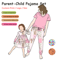 Ensemble de pyjamas maman et moi en fibre de bambou et élasthanne, vêtements de détente, ensemble robe à imprimé floral occidental