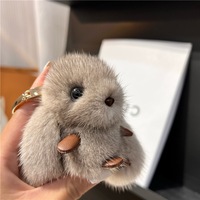 Article populaire : Porte-clés lapin mignon en fausse fourrure de vison, breloque de sac en peluche de lapin moelleux à longues oreilles tombantes, pendentif animal mignon