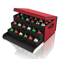 Tiroirs de rangement de Noël pliables avec 3 plateaux, en tissu, capacité 10-20L, forme carrée
