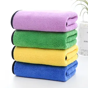 고밀도 40X40cm 두 배 측 까만 가장자리 건조한 손 세수 수건 microfiber 세차 청결한 공구 수건 세트