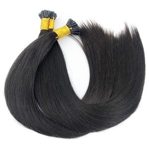 Extensions I-Tip de 28 pouces de long, cheveux vietnamiens lisses et soyeux, noir naturel, pré-collées, 50g/50 mèches, paquets <span class=keywords><strong>à</strong></span> pointe bâton - Product Image 5