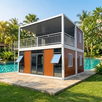 Villa de luxe moderne à deux étages en conteneurs d'acier, maison de vacances modulaire préfabriquée, assemblage rapide, 2 chambres, double étage
