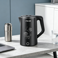 Bouilloire électrique à motif floral de 1,8 L, base rotative à 360°, arrêt automatique, chauffe-eau portable pour la maison et l'hôtel