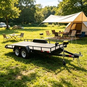 <span class=keywords><strong>Remorque</strong></span> utilitaire à double essieu avec rails latéraux et boîte de rangement, <span class=keywords><strong>remorque</strong></span> à plateau noir thermolaqué pour le camping et le transport de VTT - Product Image 2
