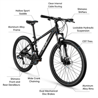 WEST vélo confortable 26/27.5 pouces vtt vélo pour adultes Durable corps en alliage d'aluminium frein à disque pour course cyclisme montagne