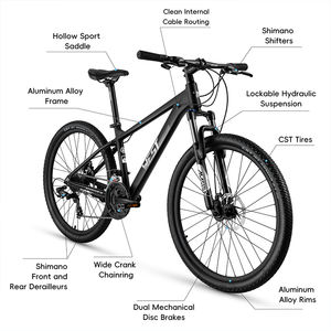 WEST vélo confortable 26/27.5 <span class=keywords><strong>pouces</strong></span> vtt vélo pour adultes Durable corps en alliage d'aluminium frein à disque pour course cyclisme montagne - Product Image 5
