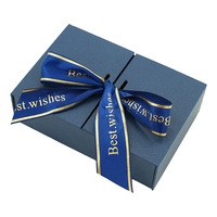 Grande boîte cadeau avec ruban en carton bleu recyclable à impression personnalisée avec ouverture de double porte