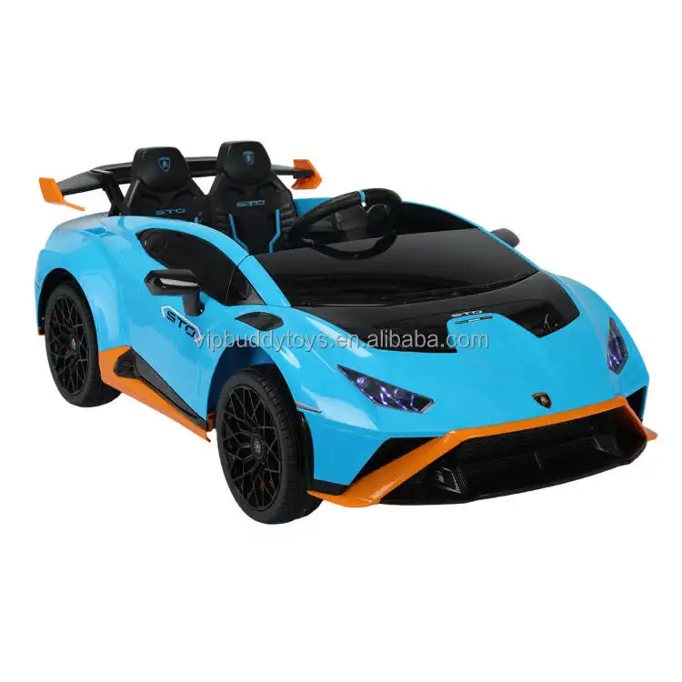 Lamborghini-coche eléctrico de juguete para niños, vehículo de juguete con cuatro ruedas alimentadas por batería de 12V, venta al por mayor
