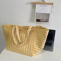 Sac fourre-tout en toile pliable rayé personnalisé, écologique, avec fermeture éclair, directement de l'usine, grand format, à porter à l'épaule ou en bandoulière, doublure en polyester
