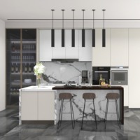 Dapur Modular Ramah Lingkungan dengan Pintu Kaca |   Desain Gambar Lengkap Proyek Turnkey untuk Ruang Makan Apartemen Villa
