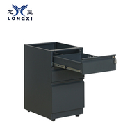 Gabinete Móvil de Acero Gris Oscuro con 3 Cajones, con Ruedas, para Debajo del Escritorio, con Diseño Anti-vuelco y Cerradura