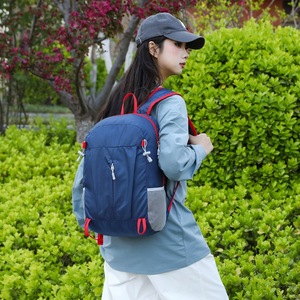 Sport Travel Outdoor Waterproof Lightweight Portable Folding Capacity Zipper Closure Curved Shoulder Strap <b>Nylon</b> <b>Backpack</b> - Product Image 6