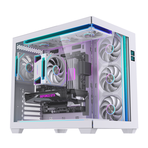 LOVINGCOOL Chasis de computadora Panel de vidrio ATX/MATX Torre completa Aluminio Escritorio <span class=keywords><strong>Pc</strong></span> <span class=keywords><strong>Gaming</strong></span> Gabinete Caja con pantalla de temperatura - Product Image 1
