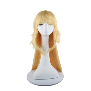 Perruque de cosplay Isabella Holly, blond doré, longue, droite, avec frange, cheveux synthétiques dégradés pour le jeu de rôle <span class=keywords><strong>The</strong></span> <span class=keywords><strong>Promised</strong></span> <span class=keywords><strong>Neverland</strong></span> - Product Image 1
