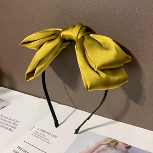 Serre-têtes coréens pour femmes, doux, double couche, en tissu de mode, avec nœud supérieur en satin de soie et grand nœud papillon - Product Image 5