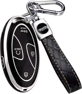 Compatible avec la <span class=keywords><strong>coque</strong></span> de <span class=keywords><strong>clé</strong></span> <span class=keywords><strong>Hyundai</strong></span>, convient pour Sonata Santa Fe Tucson KONA Grandeur Ioniq, étui de <span class=keywords><strong>clé</strong></span> souple avec porte-clés en cuir - Product Image 1