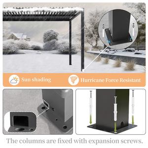 <span class=keywords><strong>Pergola</strong></span> en aluminium à toit à persiennes avec bâche et rideaux <span class=keywords><strong>pour</strong></span> jardin, patio, cour arrière, <span class=keywords><strong>ombrage</strong></span> et ventilation extérieurs - Product Image 6