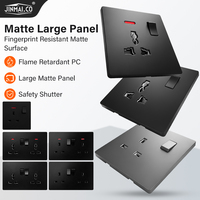 Prise tactile ignifuge 13A noir mat pour projets d'infrastructure de villas en Indonésie, Malaisie, Arabie Saoudite, Émirats Arabes Unis