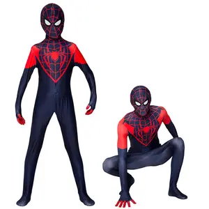 Stile classico rosso nero completo elastico Spiderman Costume attillato Halloween Tv & film Super eroe Cosplay bambini ragazzi tute