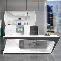 Bureau de direction de style italien, table d'ordinateur pour manager, mobilier de bureau moderne de luxe, bureau de direction en forme de L pour PDG