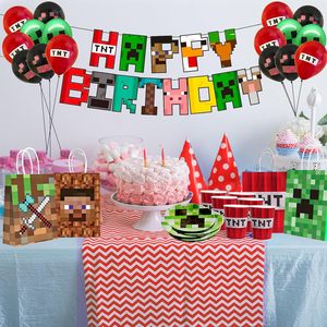 Sacs Pixel en papier, 16 pièces, sacs-cadeaux à thème mineur, pour fête d'<span class=keywords><strong>anniversaire</strong></span>, bonbons, cadeaux, fournitures pour fête prénatale - Product Image 6