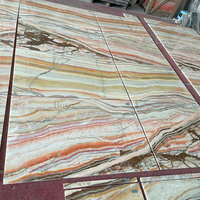 BYOY011 Tuile en marbre Onyx arc-en-ciel coupe personnalisée moderne translucide pour sol coloré pour Hall cuisine Villa salon poli