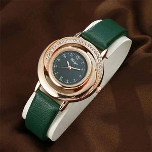 YuSa495 Juego de reloj verde pequeño retro fresco con incrustaciones de diamantes de moda - Product Image 2