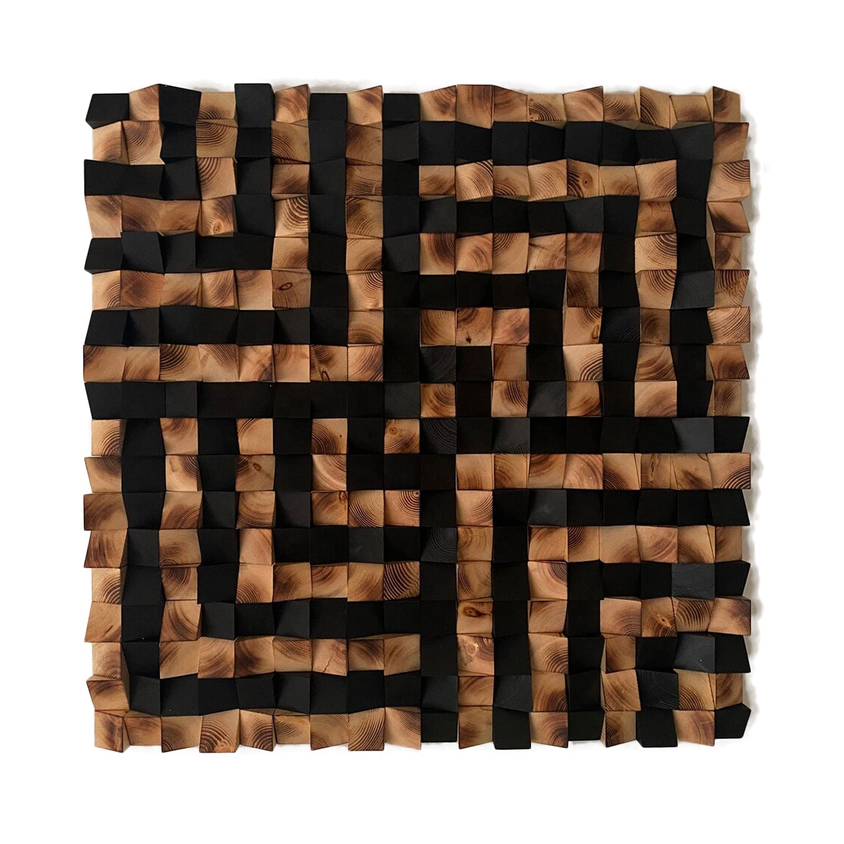 Hochwertige natürliche Mosaik-Holzwand Innenausbau Labyrinthe 3D-Wandpaneele Holzkunst Skulptur handgefertigte Wandkunst wiederverwertetes Holz