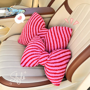 Car Headrest <b>Neck</b> Pillow Striped Lumbar Support <b>Cushion</b> Soft Plush Winter Warm Interior Decoration Pillow For Car - Product Image 4
