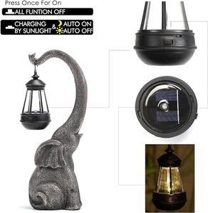 Solar Powered Outdoor Garden Elephant Statues Perfect Christmas Gift for Women Courtyard Sculpture <b>Landscape</b> Decor <b>Light</b> - Product Image 3
