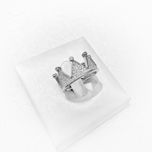 wholesale brass wedding engagement hip hop <b>ring</b> baguette cut rhodium plated promise <b>chunky</b> zirconia finger <b>rings</b> for woman - Product Image 2
