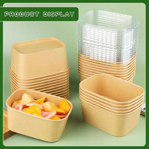 Venta al por mayor de cuencos <span class=keywords><strong>Kraft</strong></span> desechables ecológicos para el almuerzo embalaje de alimentos plato de ensalada de frutas cuenco de papel rectangular - Product Image 3