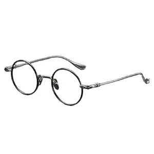 משקפי משקפיים מעצבים יוקרתיים גדול עגול רטרו באיכות גבוהה במיוחד מסגרת אופטית טיטניום קלה אופנתי 2024 עסקים גברים נשים